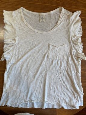 We The Free White Ruffle Sleeve Pocket Tank